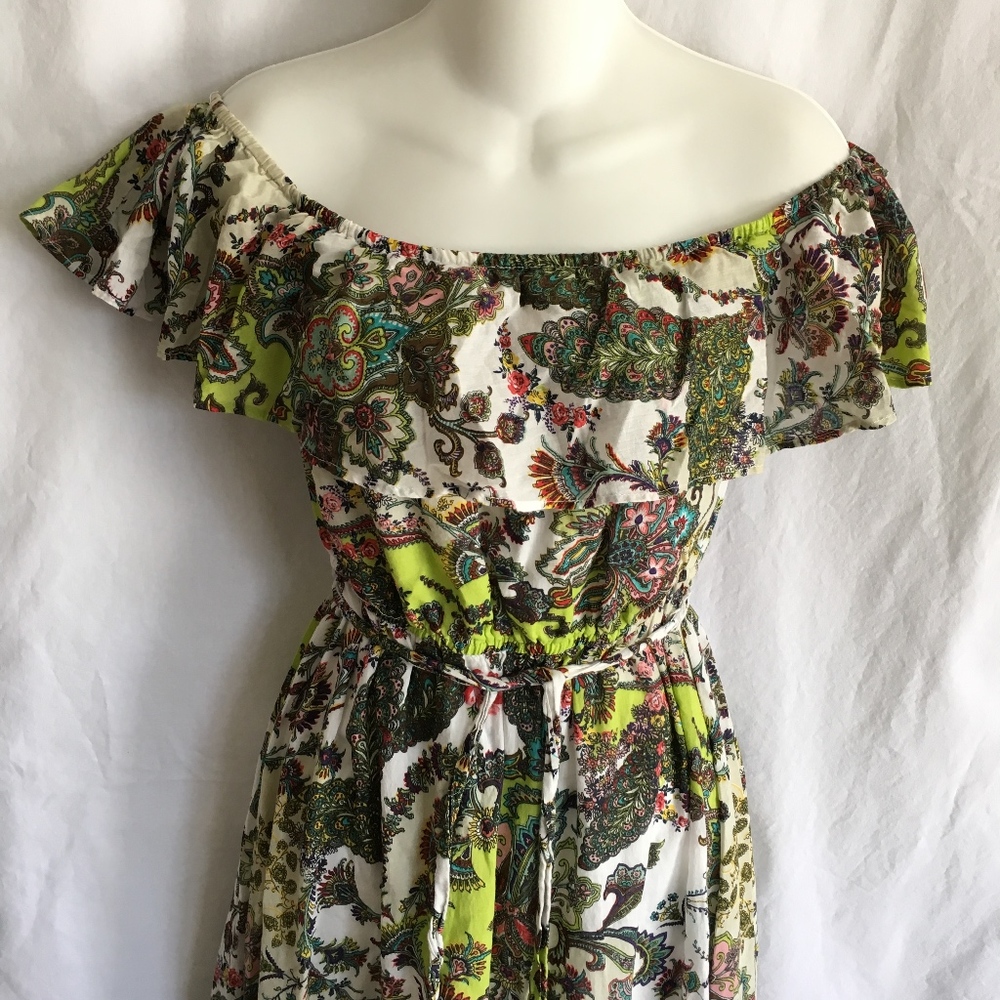 Grace Elements Dress Tiered Green Floral Tiered